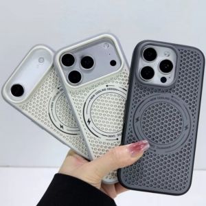 Luxury Heat Dissipation Magne For Magsafe Case For iPhone 17 16 15 14 13 Pro Max Shockproof Bumper Wireless Charging Cover
