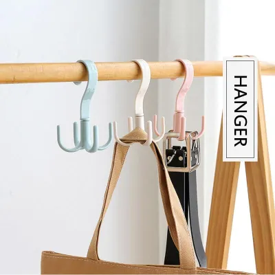 [SG SELLER]Space Saving Rotated Hanger Hooks Wardrobe Clothes Rack Hanger Organizer Bag Hanger Shoes Belt Scarf Hanging Rack Closet Hanger