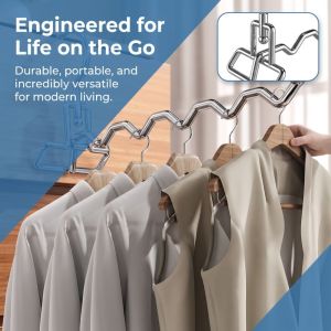 WARMSUN 2Pcs Multi-function Clothes Hanger Portable 3/5 Slots Stainless Steel Coat Hanger Practical Space Saving Clothes Drying Rack Indoor