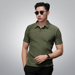 Austin Polo Shirt Kaos Kerah Pria Distro Lengan Pendek Sllimfit Bahan Manggo Knit Motif SalurTerbaru