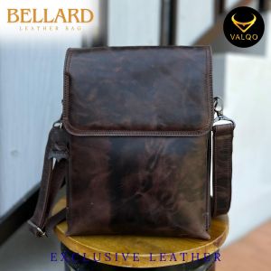 VALQO BELLARD Tas Kulit Sapi Slingbag Tas Selempang Tas Pria Laki Muat Tablet 10 Inch