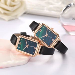 Retro Temperament Square Student Watch Female Watch Emerald Malachite Green Small Green Watch