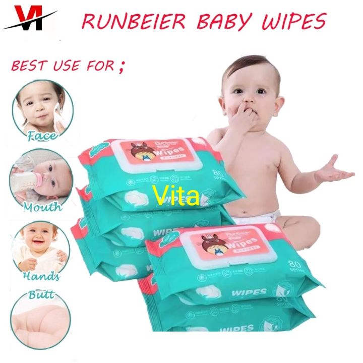 vita 80 PCS The best Organic Baby Wipes Per Pack 99% Water