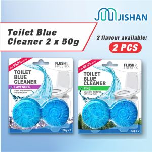 [2/6pcs] x 50g Toilet Bowl Cleaner Blue Bathroom Tablet Block Flush Fragrance Pembersih Tandas / Lavender Pine Smell
