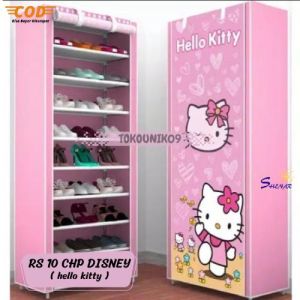 Rak Sepatu Portable Bongkar Pasangg shenar Karakter Non Woven Susun 10 Tingkat RS 10 CHP - HELLO KITTY