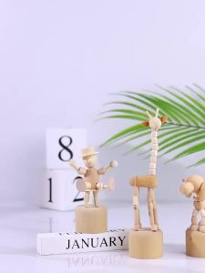 Wooden Pup Toy Desk Top Decor Handmade Model Graffiti Cute Kids Toy