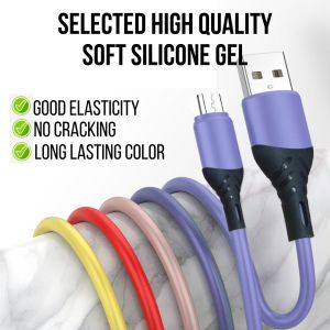 5A Micro USB Type C Lightning IOS Fast Charge High Speed Data Transfer Liquid Silicone Gel Cable for iPhone Apple Samsung Huawei Oppo