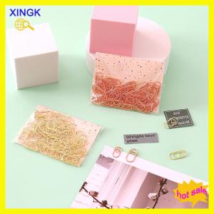 XINGK 50 cái/túi kẹp mini màu vàng hồng hình trái tim kẹp đánh dấu giấy kim loại