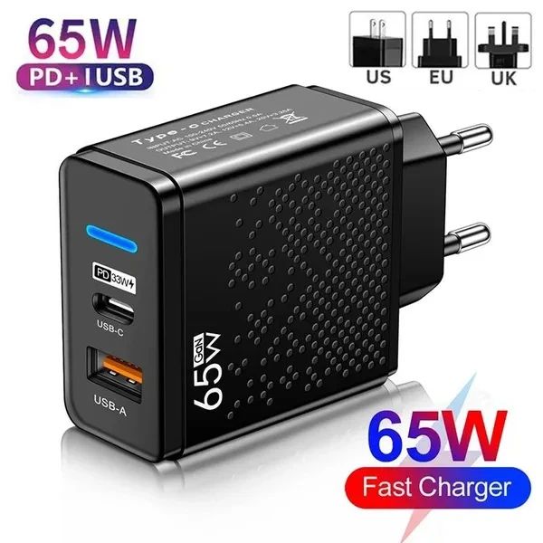 65W GaN USB C Charger PD Fast Changing for iPhone 14 Huawei Xiaomi