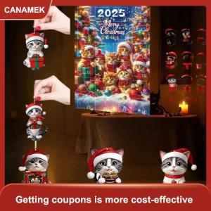 【CANAMEK】 Kitten Advent Lịch 2025 2D Acrylic Mèo Mặt Dây Chuyền Cây Giáng Sinh Trang Trí Nội Thất 24 Ngày Giáng Sinh Đếm Ngược Lịch Quà Tặng Cho Những Người Yêu Mèo