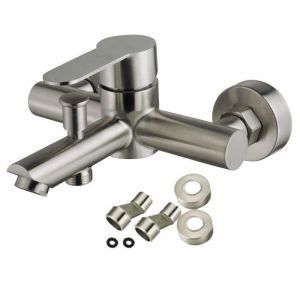 Wall Mount Cold Hot Water Mixer 304 Stainless Steel Triple Valve Nozzle Tap Bathtub Faucet Bathroom Shower Faucet Set