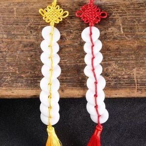 已开光 招财 招财八白玉挂件 Zhaocai Eight White Jade Pendant Decontamination Solution Toilet Flush Door Eight White Jade Safe Buckle Bedroom Living Room Decoration