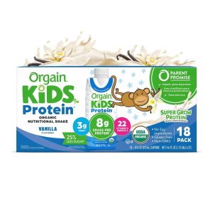 Date 05/26 Thùng 18 Hộp Sữa nước Protein hữu cơ Orgain Kids Protein Vị Vani 237ml x 18