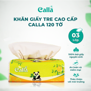 Giấy rút Tre Calla 3 lớp 120 tờ khổ 16cm mềm mịn không tẩy trắng nguyên liệu Indonesia