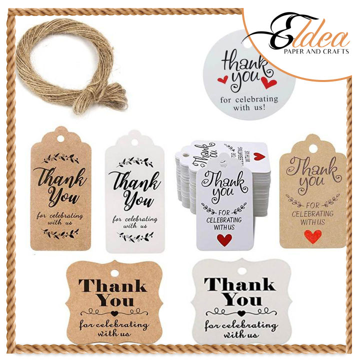 100pcs with twine, Tags, Thank you tag, Gift Tags, Souvenir tags, for ...