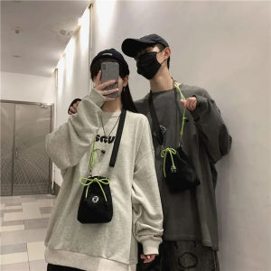 INK6755 สายรัดสีเรืองแสง กระเป๋าบัคเก็ตแบบมีเชือก ลำลอง ไนลอน กระเป๋าโทรศัพท์มือถือ แฟชั่น ไหล่ข้างเดียว กระเป๋าสะพายข้างผู้ชาย ชาย/หญิง