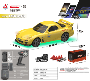 【Malaysia Stock】1/43 Mini RC Drift Car Rx7 Subaru 4WD Proportional Throttle Desktop Remote Control Car Flexible Steering With Toy Cars For Boys Gifts