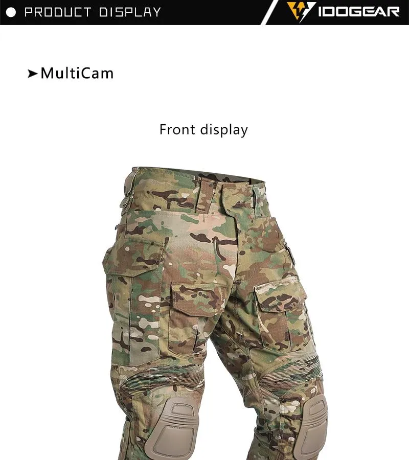 IDOGEAR G3 Combat Pants Multicam Trousers with Knee Pads for Men