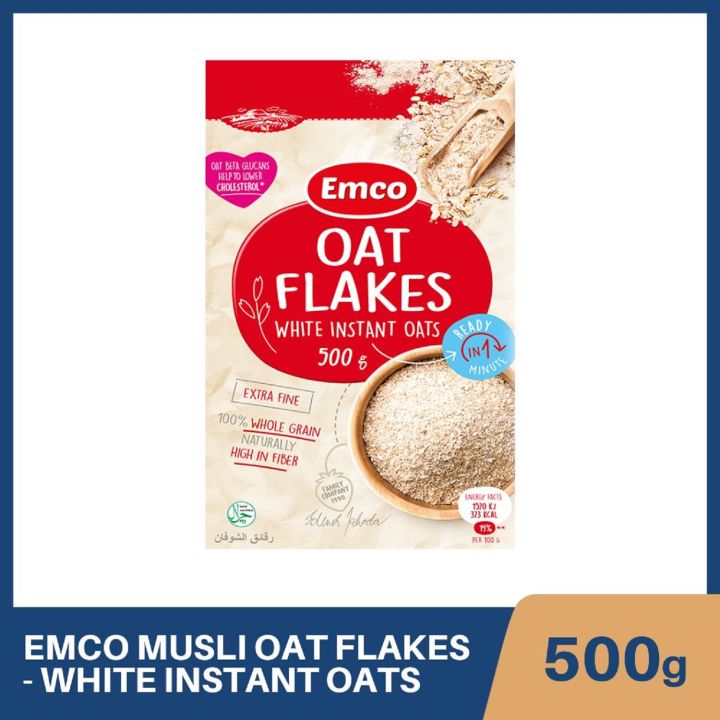 EMCO MUSLI White Instant Oats (Whole Grain ready in 1 min) 500g