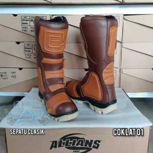 Sepatu Cross Safety Sepatu Trail Vintage Racing Sepatu Gunung Mx boots Sepatu Trabas Sepatu Cross Clasik 01 COKLAT FULL