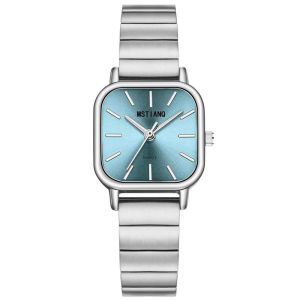 ASRV Elegant Womens Quartz Watch with Stainless Steel Band and Square Dial
