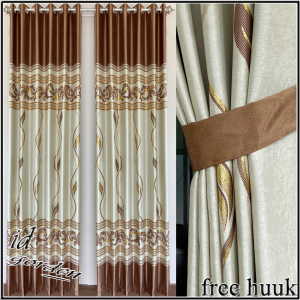 Gorden blackout motif bunga tulip bahan licin mengkilat