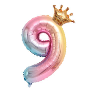 JIASHI ลูกโป่งตัวเลขมงกุฎโก้หรูสำหรับเด็กของตกแต่งงานปาร์ตี้วันเกิด