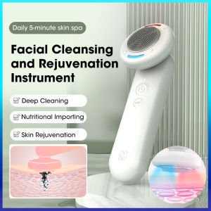 Electric Facial Cleansing Brush Red Blue Light LED Pores Blackhead Face Cleanser Brush Waterproof Face Scrubber Exfoliation Skin Rejuvenation Tool USB Charging