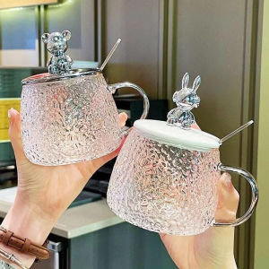 SET 6 Cốc Thuỷ Tinh Cute Uống Nước Có Quai Chịu Nhiệt - Ly Uống Cà Phê - Ly Thủy Tinh Cao Cấp Kiểu Hàn Quốc 180ML