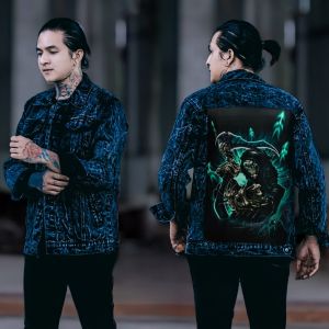 Bayar Ditempat/ Jaket jeans pria bergambar belakang terbaru/ jaket jeans cowok keren/ jaket denim pria bergambar belakang terbaru