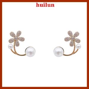 huilun Korean Style Luxury Imitation Flower Stud Earrings Women Fashion Elegant Jewelry Wedding Ornaments