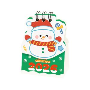 JESJELIU Santa Claus 2026 Desk Calendar Mini Coil Binding Daily Planner Cute Cartoon Desktop Calendar Desktop Decoration