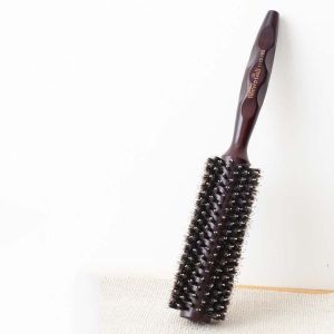 XUNXUAN Phụ kiện tóc Lược chải tóc xoăn lông porcine Dụng cụ tạo kiểu tóc Làm tóc Lược uốn xoăn Chuyên nghiệp Lược uốn tóc Bàn chải tóc lông porcine Nam/Nữ