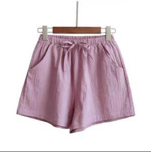 Hot Pants Linen Motif Polos Pinggang Elastis Bisa COD - Celana Pendek Wanita Dewasa Nyaman & Stylish