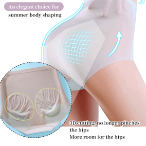 Ultra-thin high waist tummy control butt lift panties Ultrathin Ice Silk Pants for Postpartum Shape Up