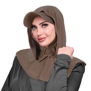 WARM Sun Protection Sun Hat with Hood Solid Color Wide Brim Headscarf Hat Classic UV Resistant Turban Cap Women
