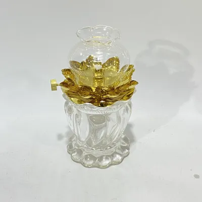 Ảnh Thật Đèn Dầu Thờ Cúng Hoa Sen 033 Cao 15 Cm