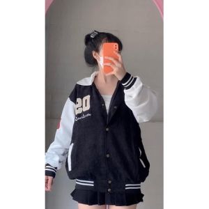 Áo Khoác nam nữ chất vải Nhung Tăm cổ bẻ 2 lớp thêu số 09 Áo Khoác Bomber Unsiex / áo khoác chống nắng