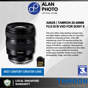 [𝗖𝗡𝗬 𝟮𝟬𝟮𝟲 𝗣𝗥𝗢𝗠𝗢𝗧𝗜𝗢𝗡] [Sony E] Tamron 20-40mm F2.8 Di III VXD Lens Sony E [A062S] for Sony E | Tamron Singapore Warranty