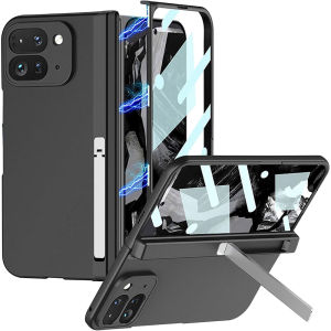 for Google Pixel 10 Pro Fold Case 2025 with Built-in Glass Screen Protector & Kickstand & Hinge Protection All-Inclusive Protection Anti Scratch Hard Plastic Shockproof Phone Case for Google Pixel 9 Pro Fold Case 2024