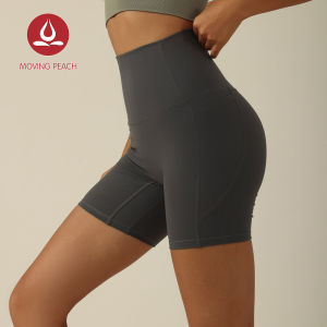 Moving Peach High Waist Yoga Shorts for Women Biker Shorts with 2 Side Pockets Hip Lifting Running Shorts gym shorts Thick and soft Breathable APC