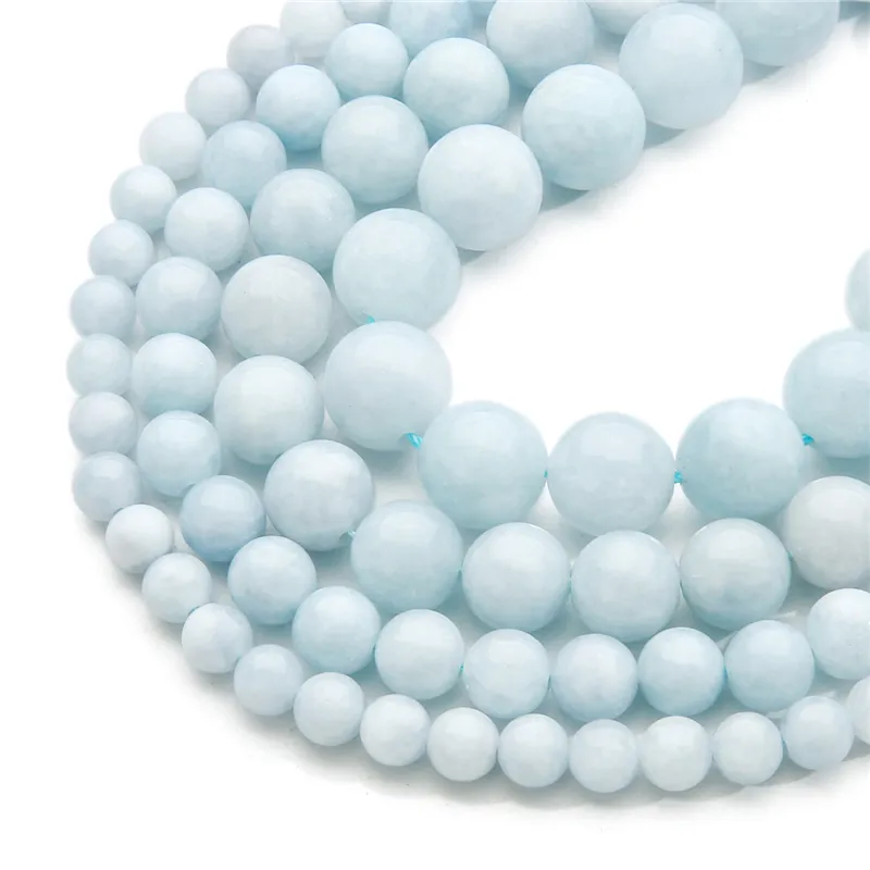 thumbnail image 2 of Faceted Blue Jade Gemstone Round Loose Beads 6 8 10 12mm 15 Inch Strand 2 of 4