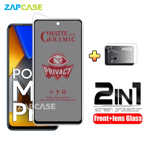 PAKET 2in1 Anti Gores Layar Privacy Xiaomi Poco M4 Pro 4G Free Tempered Glass Camera Lens