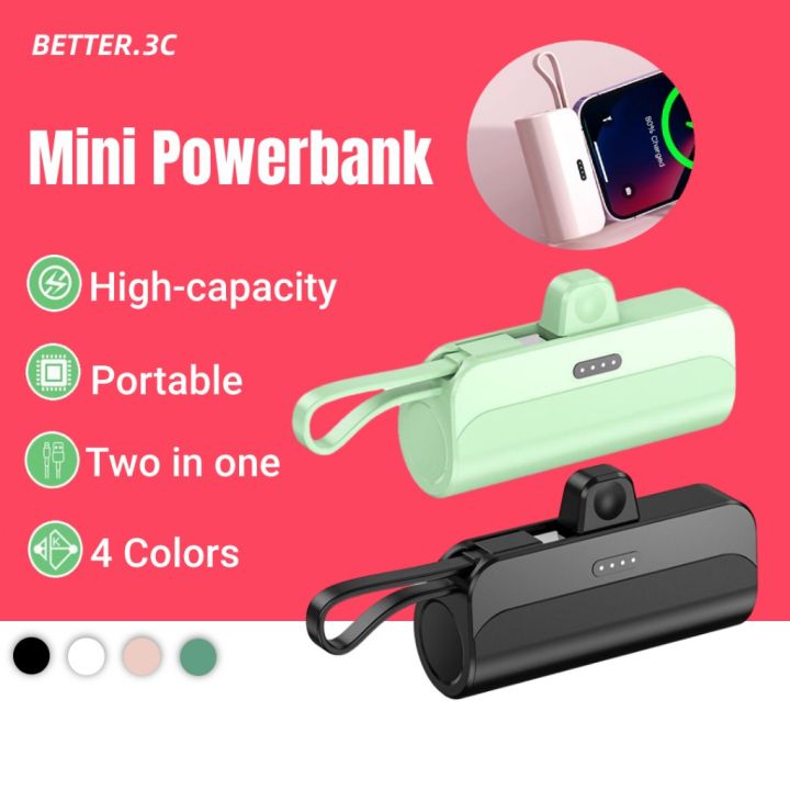 2 IN 1 Mini Portable Power Bank 4 Light Full Capacity 5000MAH IP/Type C ...