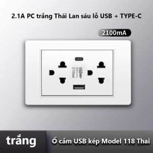 [ Free shipping] ổ cắm usb ổ điện 3 chấu ổ cắm chia điện ổ cắm âm tường，5V 2.1A118*72mm tấm nhựa