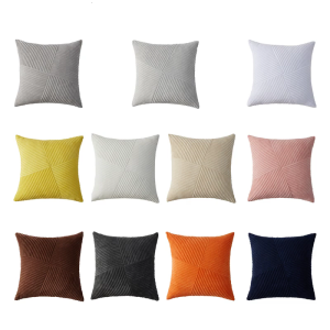 Pillowcase Corduroy Square Pillow Covers 45x45cm Cream Decorative Cushion Sleeve Case For Sofa And Bed