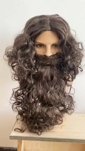 Santa Claus wig long curly hair European and American style Wizard Mage COS wig set Beard