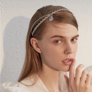 สร้อยคอโชคเกอร์เพชรรอบแต่งด้วยจี้เพชรหยดน้ำงานสวยอลังมากๆใส่ได้สองแบบใส่เป็นคาดผมก็ปังนะ