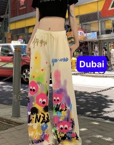 QUẦN JOGGER ỐNG RỘNG LƯNG CAO DÂY RÚT IN HỌA TIẾT GRAFFITI DÀNH CHO NỮ PHONG CÁCH XINH XẮN DỄ THƯƠNG - DUBAI FASHION