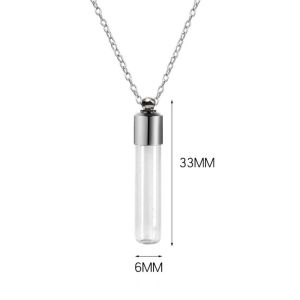 NOONOR Ashes Holder Glass Bottle Necklace with Chain Transparent Glass Memorial Necklace Portable Keepsake Perfume Vial Pendant